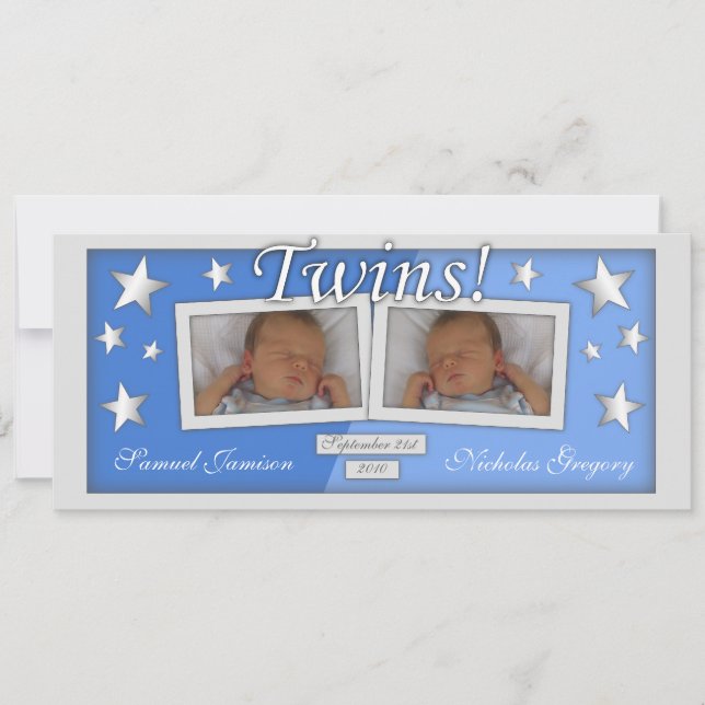 Faire-part Twins ~ Boys Annonces de naissance (Devant)
