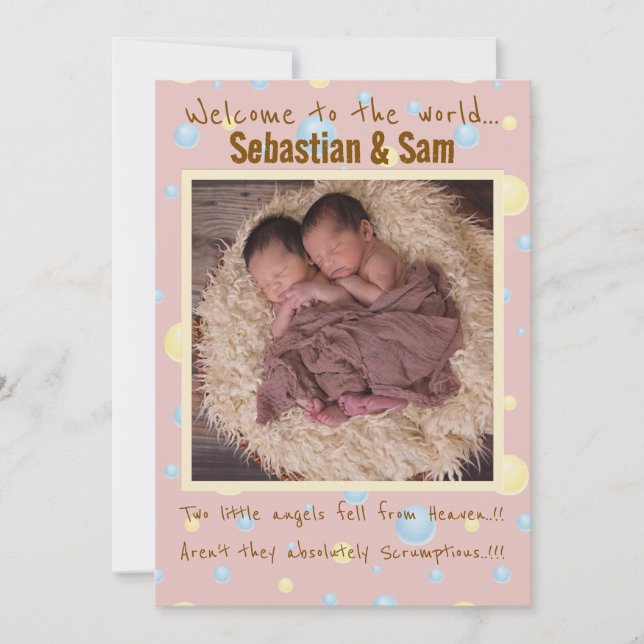 Faire-part Twins New Arrival (Devant)