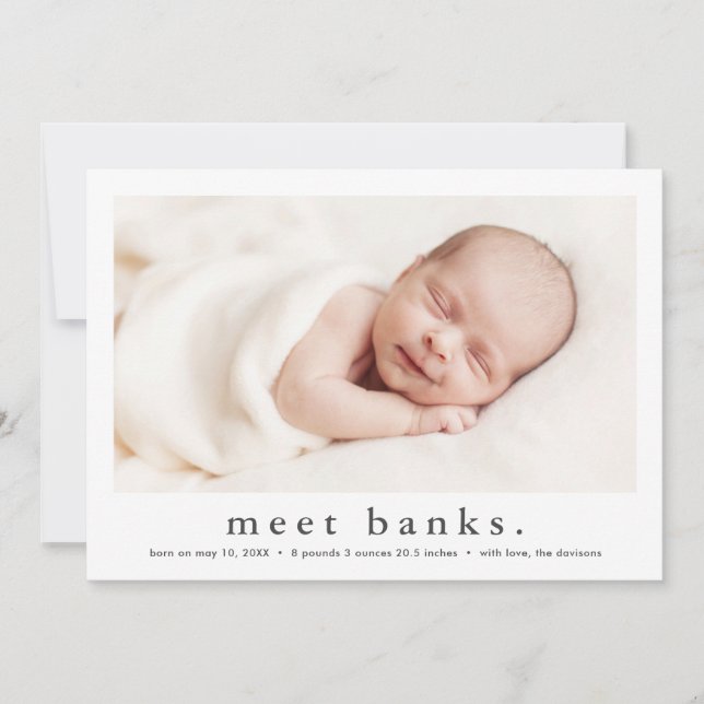 Faire-part Type simple Photo bébé moderne naissance (Devant)