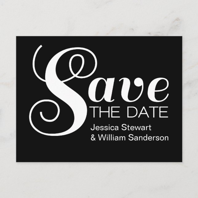 Faire-part Typographie chic Enregistrer la date Carte postale (Devant)