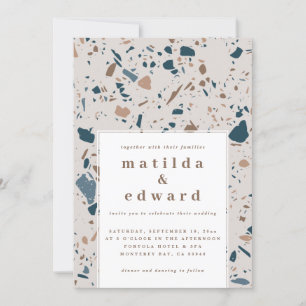 Faire-part Typographie du terrazzo naturel mariage moderne