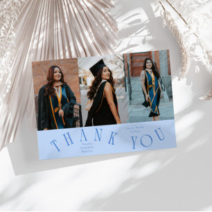 Faire-part Typographie Élégante Merci Grad Photo Bleu Glacé