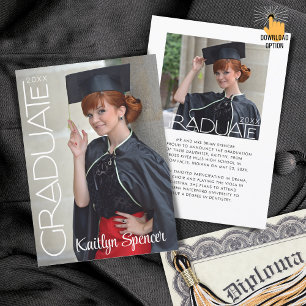 Faire-part Typographie moderne 2 Photos Diplôme