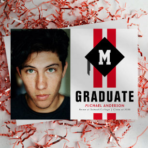 Faire-part Typographie moderne Homme Graduation Photo