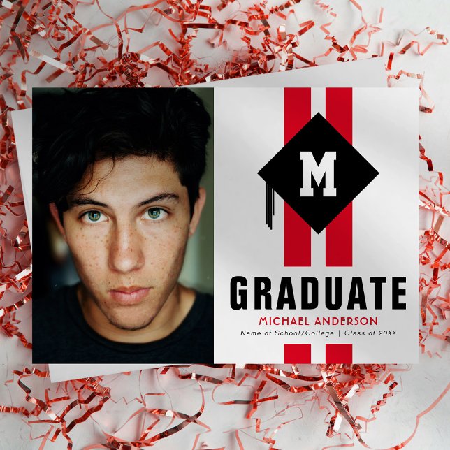 Faire-part Typographie moderne Homme Graduation Photo (Créateur téléchargé)