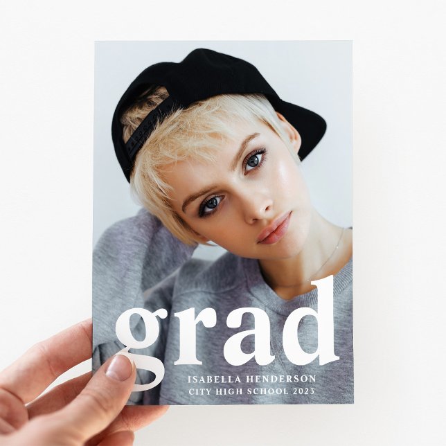 Faire-part Typographie Moderne Photo Remise des diplômes  (Modern Typography Photo Graduation Announcement)