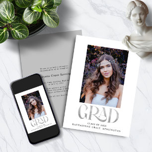 Faire-part Typographie moderne Silver Foil Diplôme photo