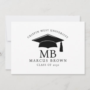 Faire-part Typographie simple de la casquette de graduation m