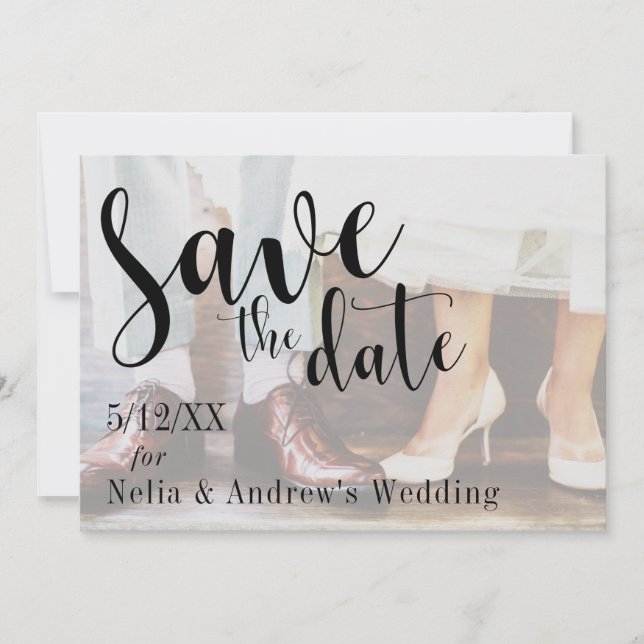 Faire-part typographique photo romantique 30 (Devant)
