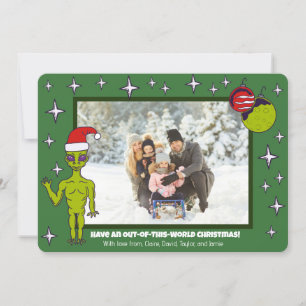 Faire-part Un Alien spatial dans une photo de Noël de Père No