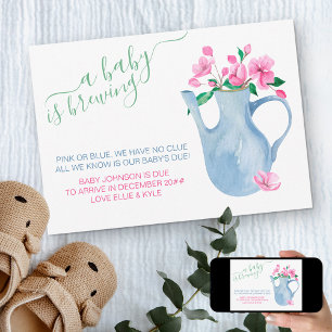 Faire-part Un bébé est en train de brasser des poèmes rose ou