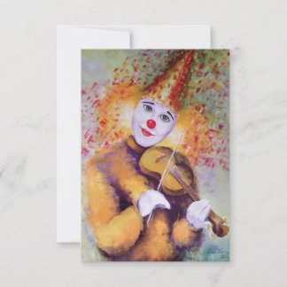 Faire-part Un clown doux jouant du violon