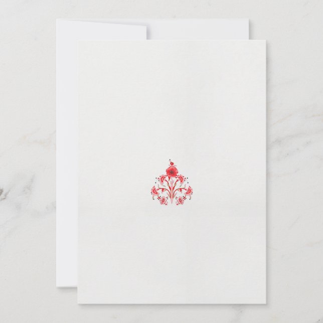 Faire-part un design de fleur rouge sur un arrière - plan bla (Devant)
