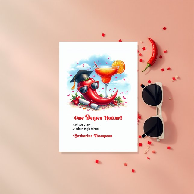 Faire-part Un diplôme Hotter Graduation Photo (One Degree Hotter Graduation Photo Announcement)