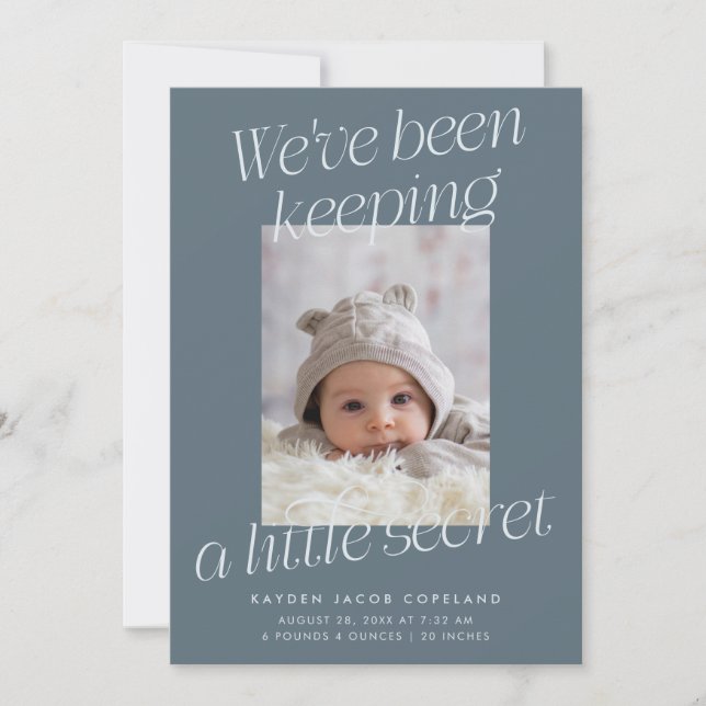 Faire-part Une petite annonce de naissance moderne ardoise bl (Devant)