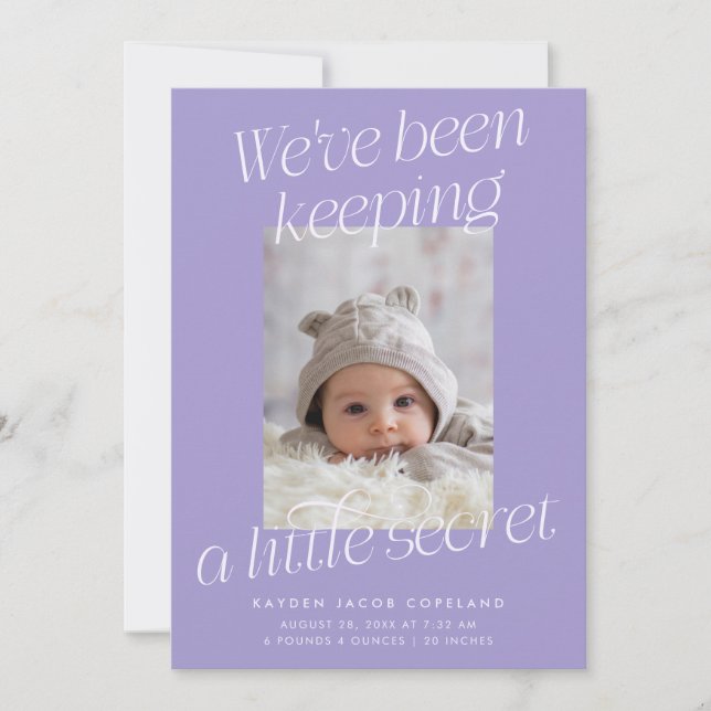 Faire-part Une petite annonce de naissance moderne photo viol (Devant)
