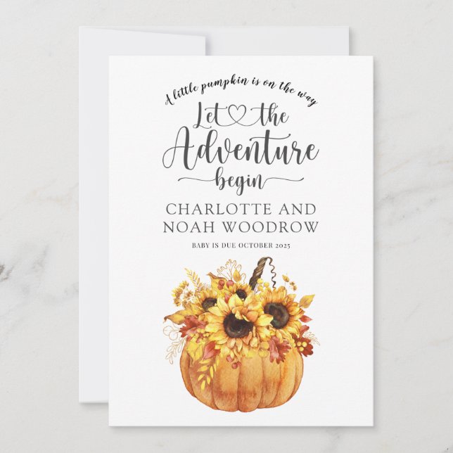 Faire-part Une Petite Aventure Citrouille Commence La Grosses (Devant)