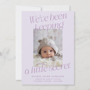 Faire-part Une Photo de Lilas Moderne de Naissance avec un Pe