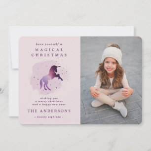 Faire-part unicorne mignonne mauve magique