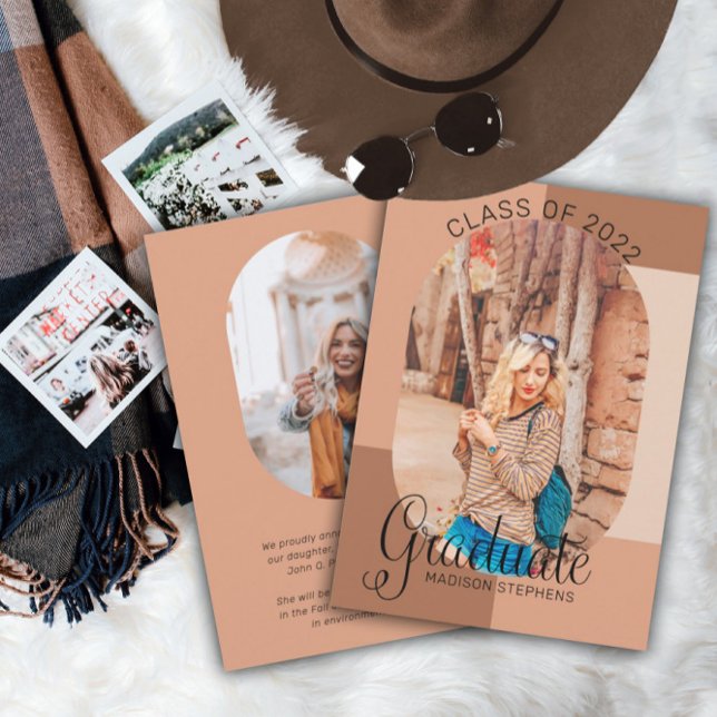 Faire-part Unique Classy Retro Curved Photo 2023 Graduation (Créateur téléchargé)