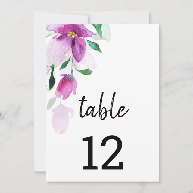 Faire-part Uniquité Des Fleurs D'Aquarelle Violet (Devant)