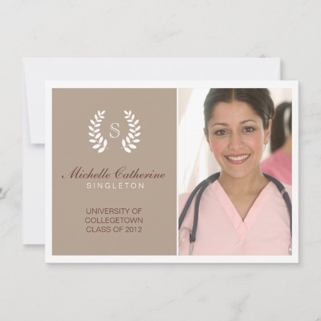 Faire-part universitaire Brown et blanc (Devant)