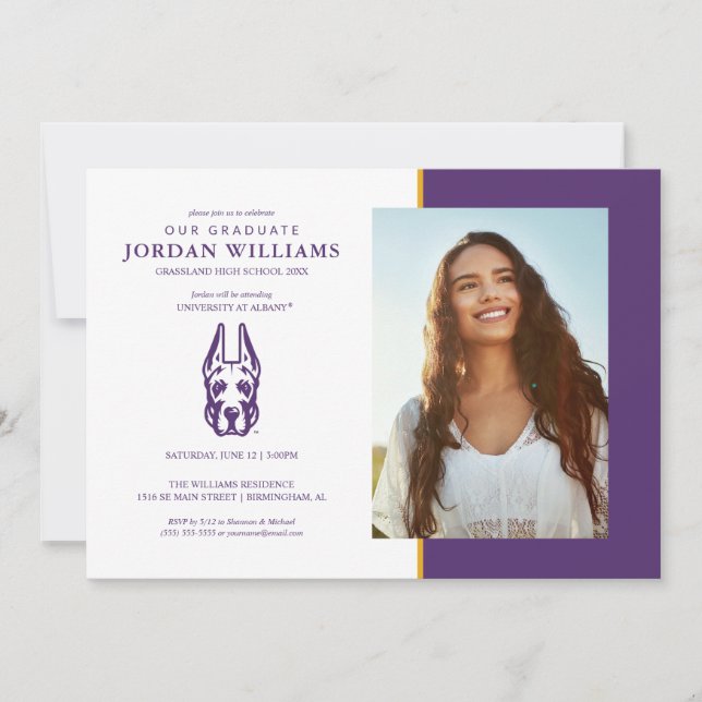 Faire-part Université d'Albany Chef de la mascotte Great Dane (Devant)