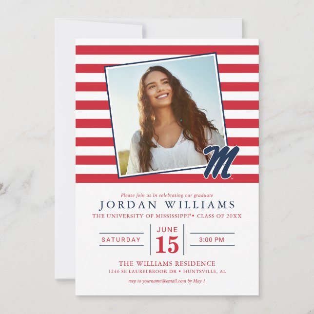 Faire-part Université du Mississippi | Script M (Devant)