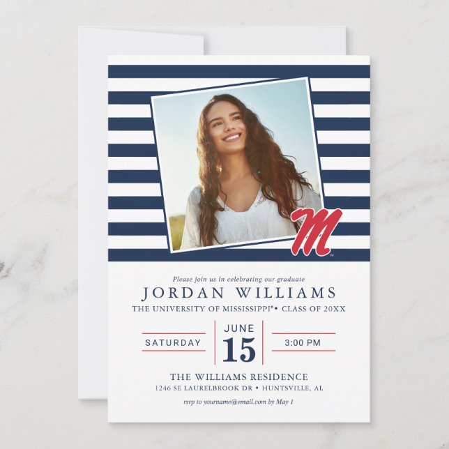 Faire-part Université du Mississippi | Script M (Devant)