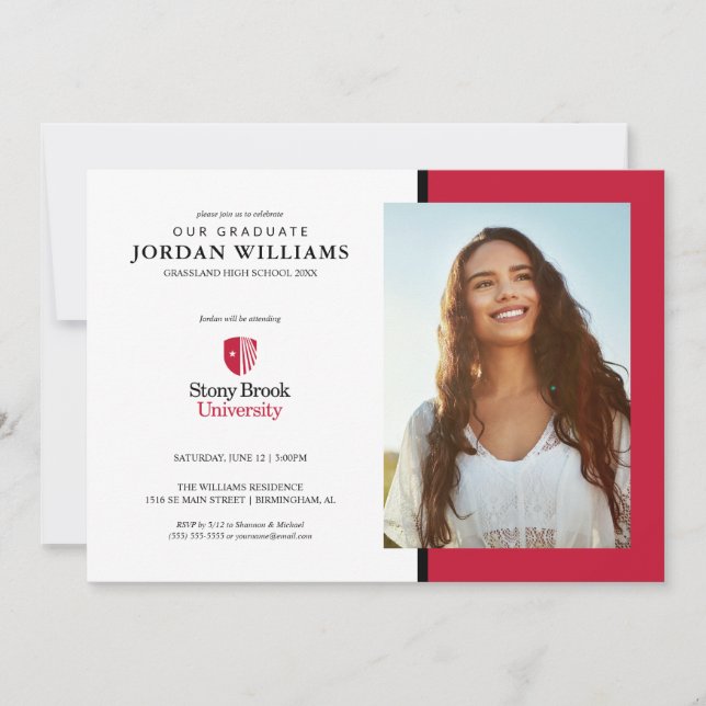 Faire-part Université Stony Brook | Motif typographique (Devant)