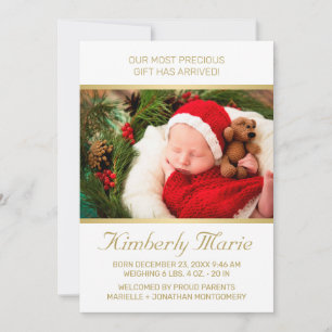 Faire-part Vacances bébé naissance élégante Gold Script avec