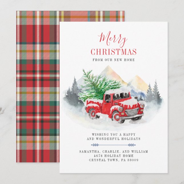 Faire-part Vacances Nous avons déménagé Noël Accueil Déménage (Devant / Derrière)