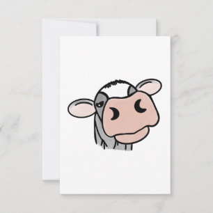 Faire-part vache de dessin animé noir blanc rose baiser gris