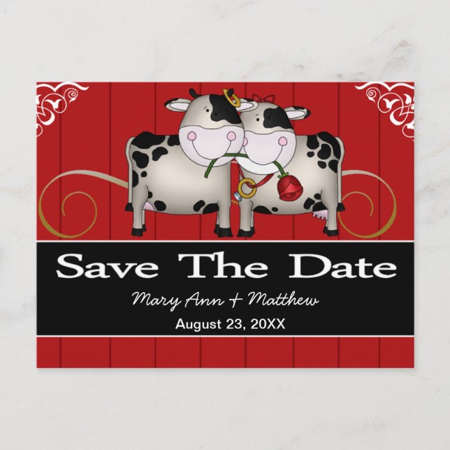 Faire-part Vaches mariage Enregistrer la carte postale Date (Devant)