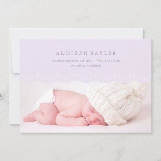 FAIRE-PART VAGUES DE LILAS | ANNONCE DE NAISSANCE (Devant)