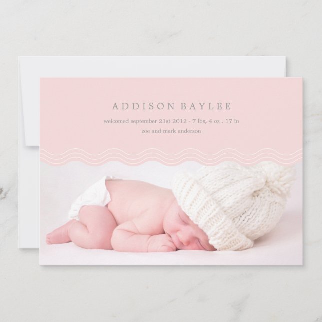 FAIRE-PART VAGUES ROSES | ANNONCE DE NAISSANCE (Devant)
