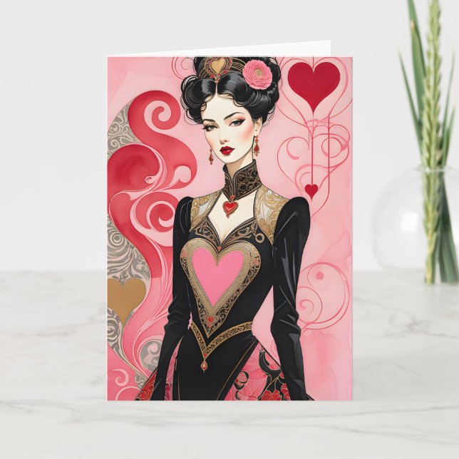 Faire-part Valentine Robe de Coeur Rose Dame (Devant)