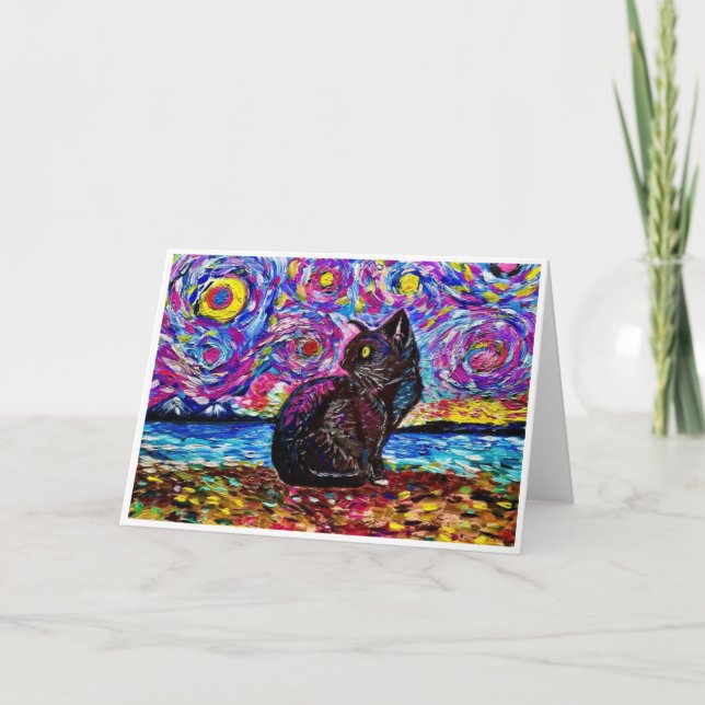 Faire-part Van Gogh Starry Night Kitty Chat<Blank Inside> (Devant)
