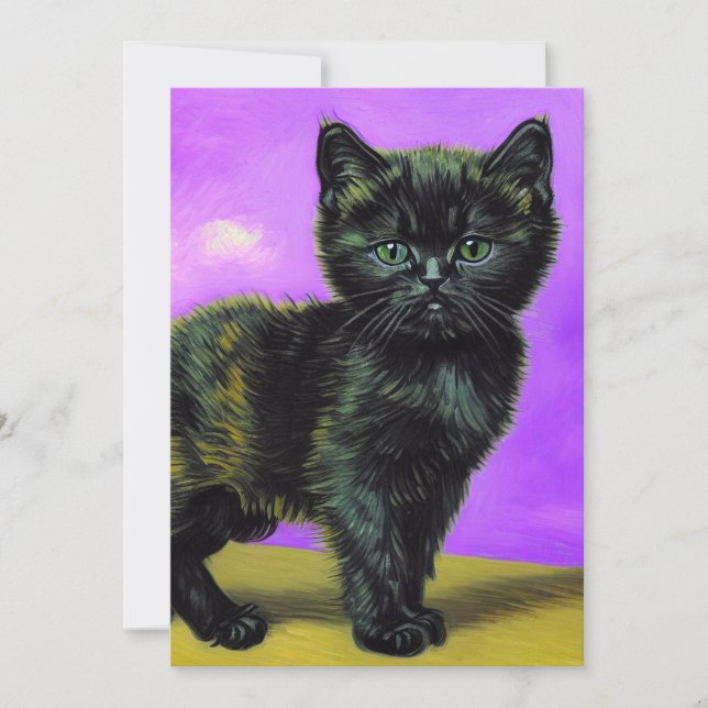 Faire-part Van Gogh Style Cat (Devant)