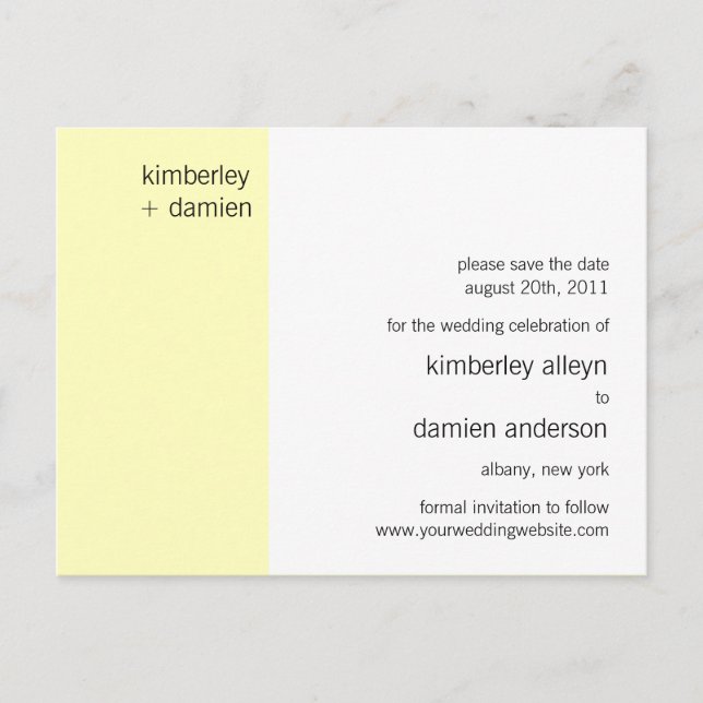 Faire-part Vanille "Duo" Enregistrer la date Carte postale (Devant)