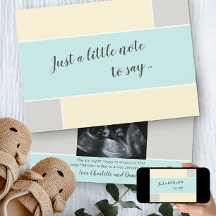Faire-part Vanille Turquoise Personnalisée Sonogramme Photo G