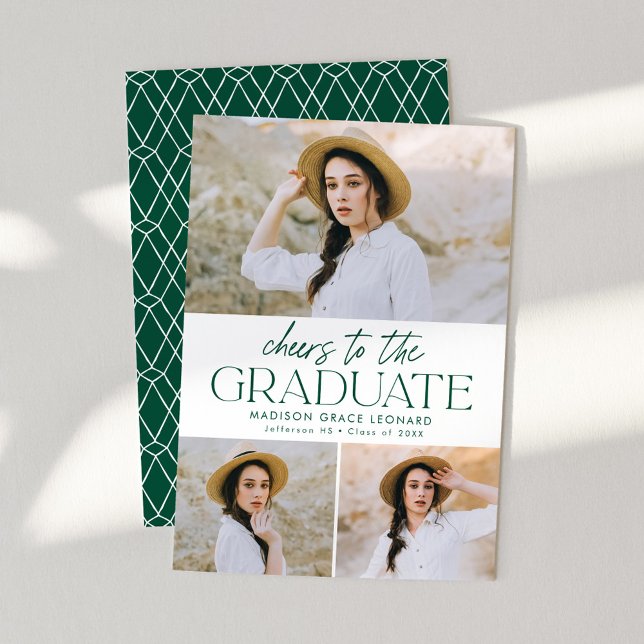 Faire-part Vert | Bravo à la 3e année de la graduation photo (Créateur téléchargé)