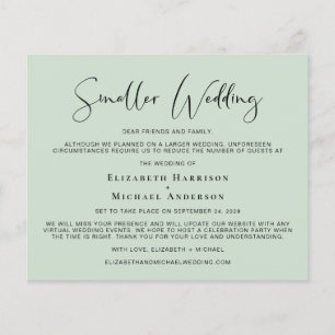 Faire-part vert de Mariage de taille réduite du bu