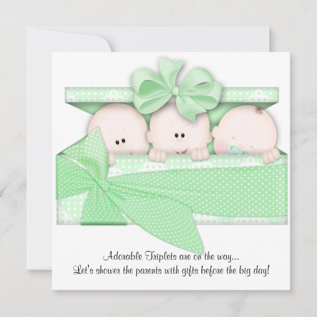 Faire-part vert d'invitation de baby shower de (Devant)