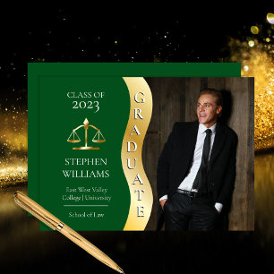 Faire-part Vert Dk   Diplômé d'or Wave Law Justice Grad