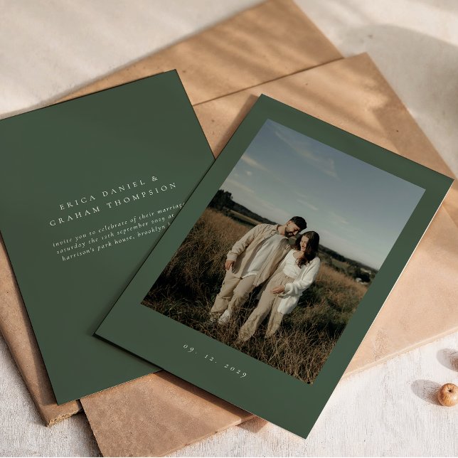 Faire-part vert foncé pour mariage formel classiqu (Créateur téléchargé)