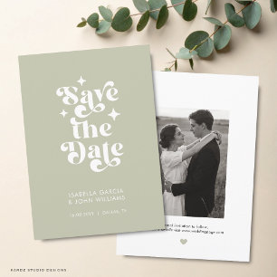 Faire-part Vert Sauge Photo Mariage Économisez La Date