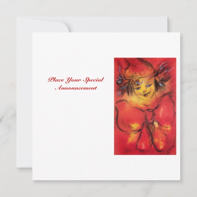 Faire-part VÊTEMENT AVEC BOUTON ROUGE, Blanc Jaune (Devant)