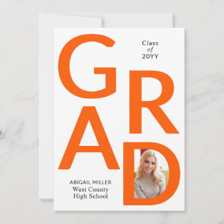 Faire-part Vibrant orange GRAD Classe de graduation photo 202
