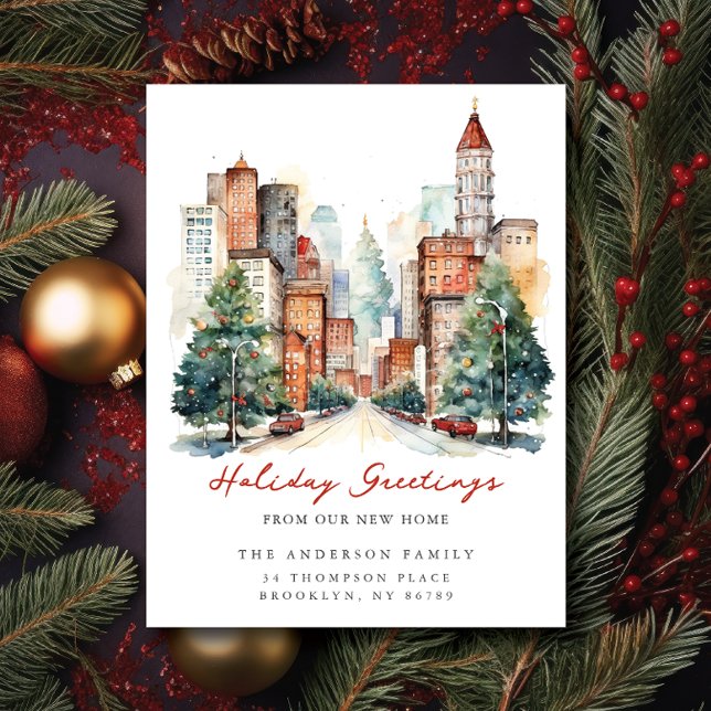 Faire-part Vie urbaine Noël en ville Nouvelle adresse (Créateur téléchargé)